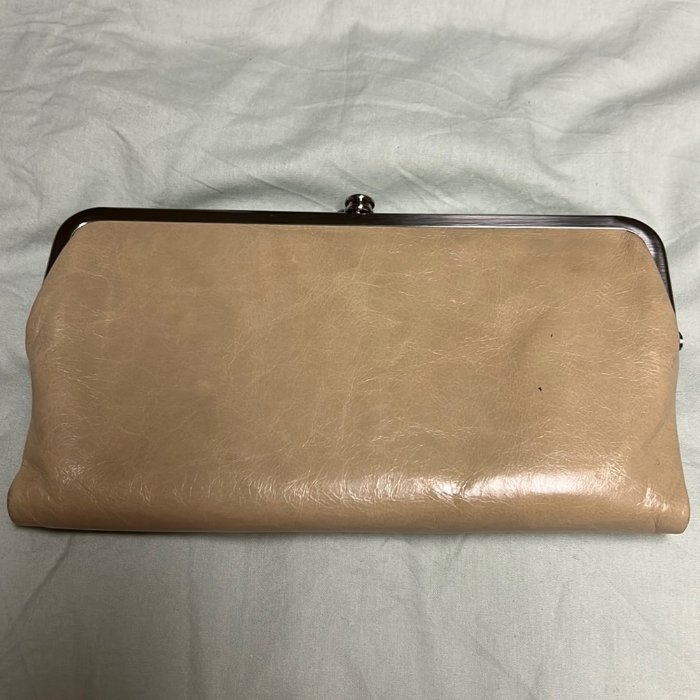 Hobo Folding Cream Leather Wallet